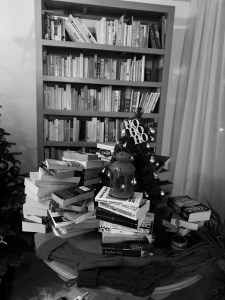 TBR table in disarray during an after-hours shelf rubix-cubing sesh...